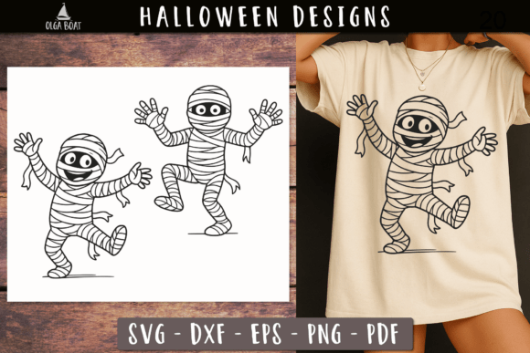 Cute Dancing Mummy SVG for Halloween Embroidery Projects