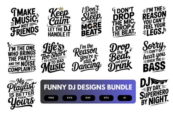 Funny DJ SVG Bundle: Humor Meets Music in Embroidery
