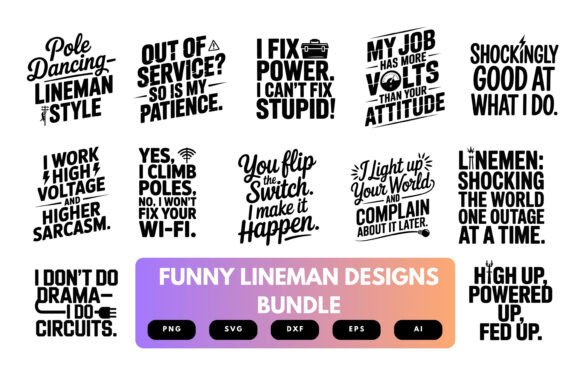 Funny Lineman SVG Bundle: Humor Meets Craftsmanship in Embroidery Design
