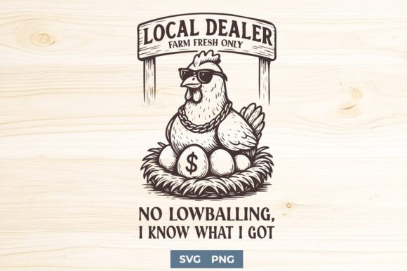 Local Dealer Chicken SVG: A Funny Farm Graphic for Crafty Embroidery Projects